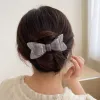Pink marble-patterned bow hairpins are sweet and girlish style accessories details Picture